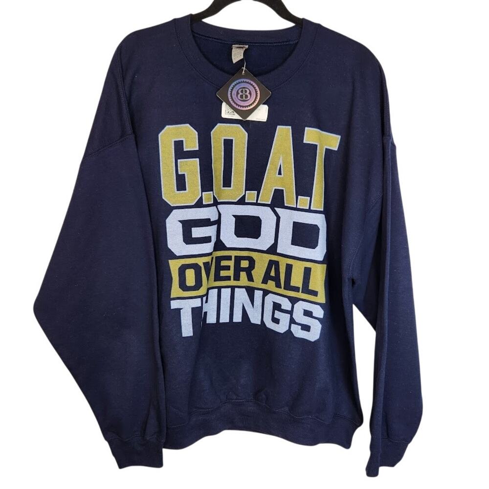Gildand Heavy Blend GOAT God Over All Things Jesus Tee Long Sleeve Crew neck XL